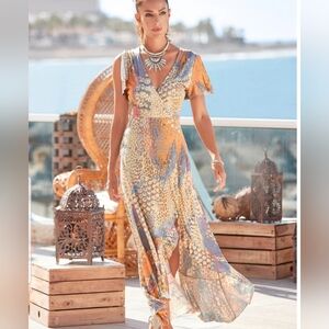 Venus/Lascana Beautiful Surplice Maxi Dress Size Small Worn Once